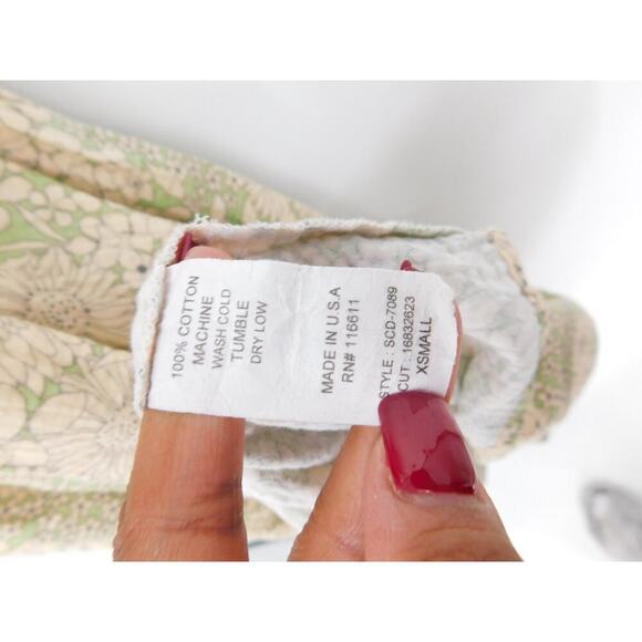 Self Contrast Womens Cross Back Daisy Print Steph Midi Dress Green Cream Size XS - Picture 5 of 5